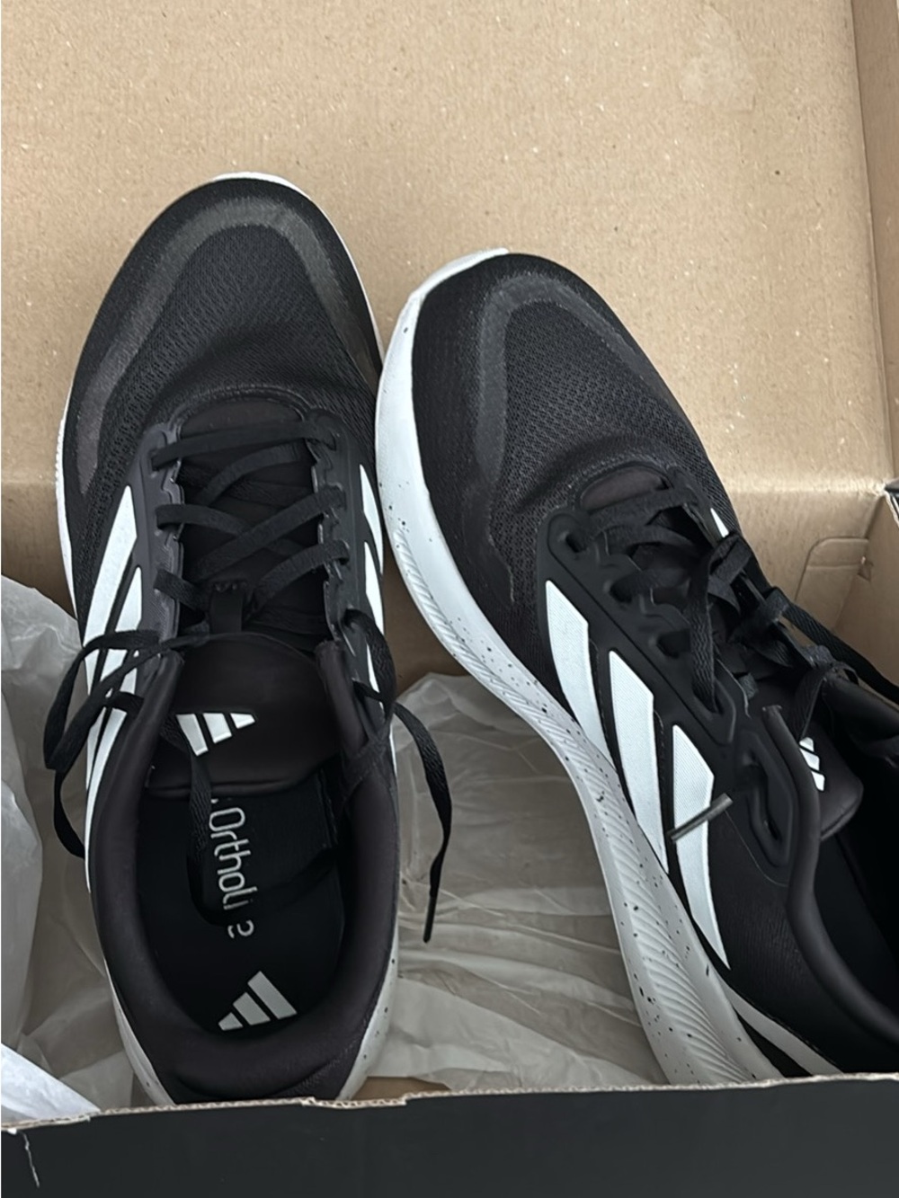 adidas Black Slip-On Athletic Shoes with White Logo